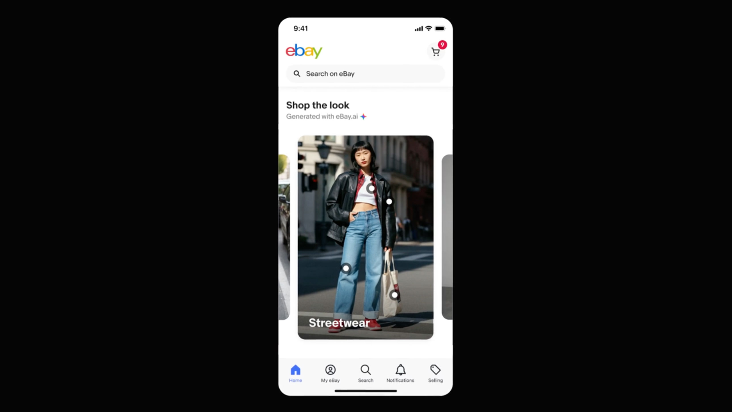 Shop the look streetwear prototype on the eBay app home screen