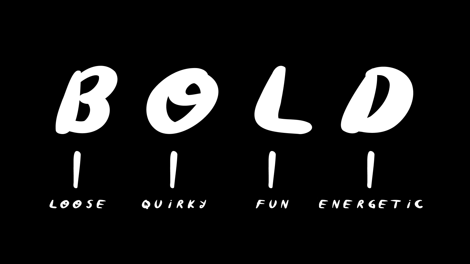 Lonnie Draws Bold brand traits chart, loose, quirky, fun, energetic