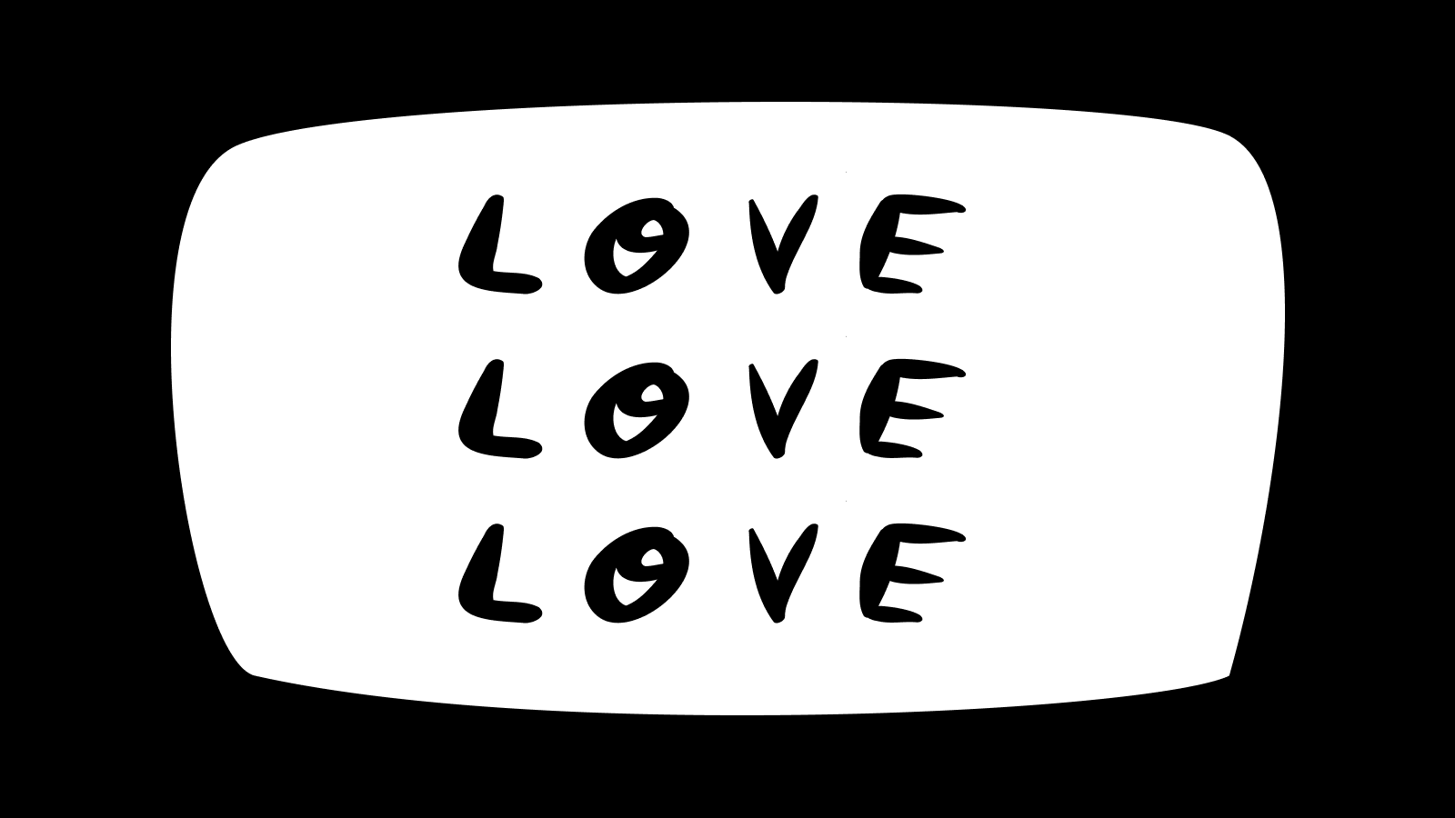 A card reading love, love, love in Lonnie Draws Bold