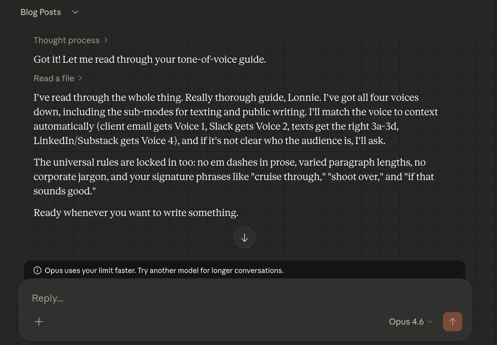 Loading my universal rules for my own tone and style.